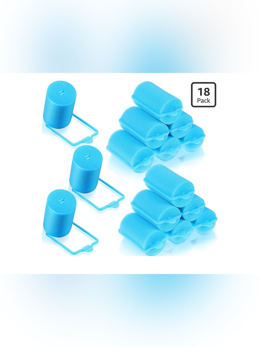 NEW Geoga Blue Foam Hair Rollers Set Heatless Curlers Sponge Rollers Lot of 2